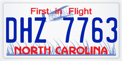 NC license plate DHZ7763