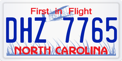 NC license plate DHZ7765