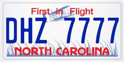 NC license plate DHZ7777