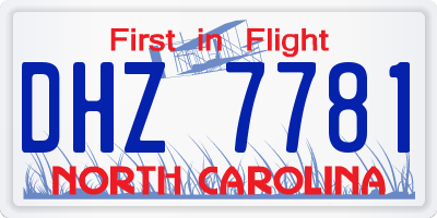 NC license plate DHZ7781