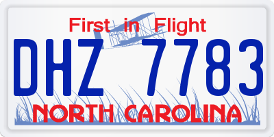 NC license plate DHZ7783