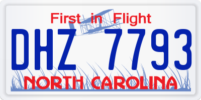 NC license plate DHZ7793