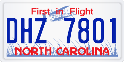 NC license plate DHZ7801