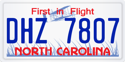 NC license plate DHZ7807
