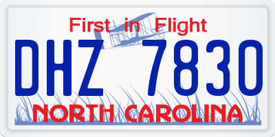 NC license plate DHZ7830
