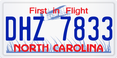 NC license plate DHZ7833