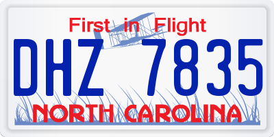 NC license plate DHZ7835