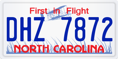 NC license plate DHZ7872