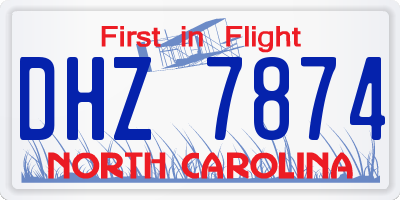 NC license plate DHZ7874