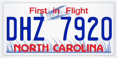 NC license plate DHZ7920