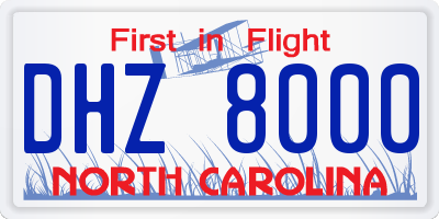 NC license plate DHZ8000