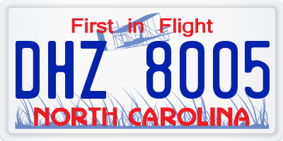 NC license plate DHZ8005