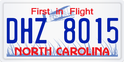 NC license plate DHZ8015
