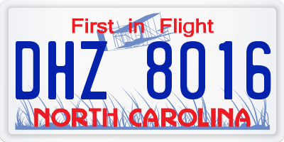 NC license plate DHZ8016