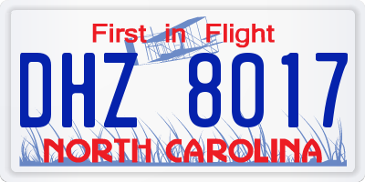 NC license plate DHZ8017