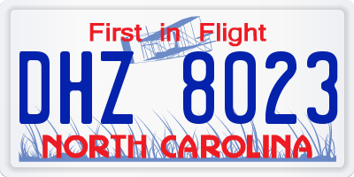 NC license plate DHZ8023