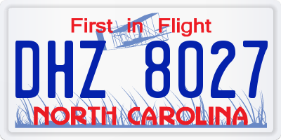 NC license plate DHZ8027