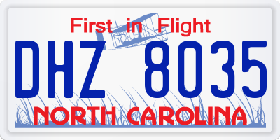 NC license plate DHZ8035