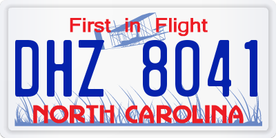 NC license plate DHZ8041