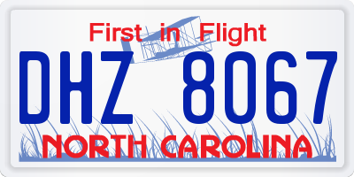 NC license plate DHZ8067