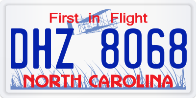 NC license plate DHZ8068