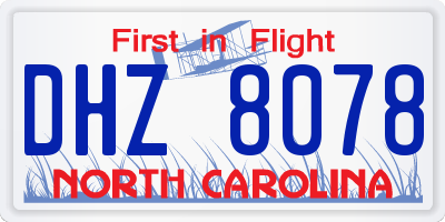 NC license plate DHZ8078