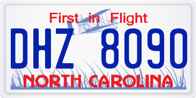 NC license plate DHZ8090