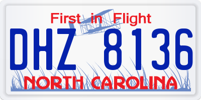 NC license plate DHZ8136