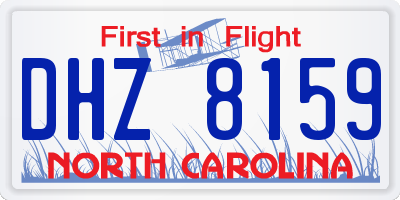 NC license plate DHZ8159