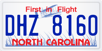 NC license plate DHZ8160