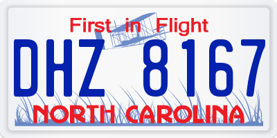 NC license plate DHZ8167