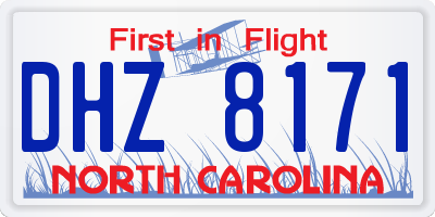 NC license plate DHZ8171