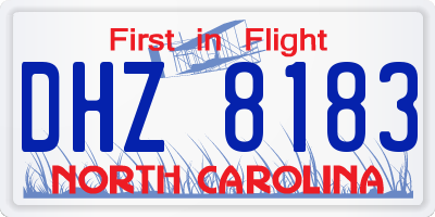 NC license plate DHZ8183