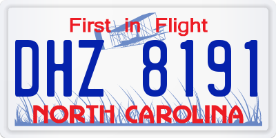 NC license plate DHZ8191