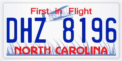 NC license plate DHZ8196
