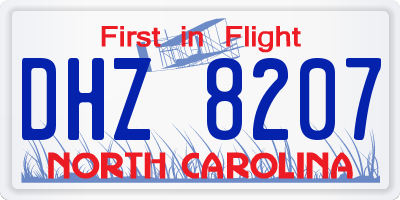 NC license plate DHZ8207