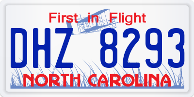 NC license plate DHZ8293