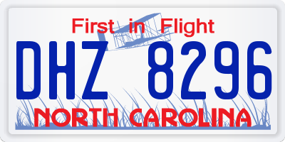 NC license plate DHZ8296