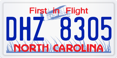 NC license plate DHZ8305
