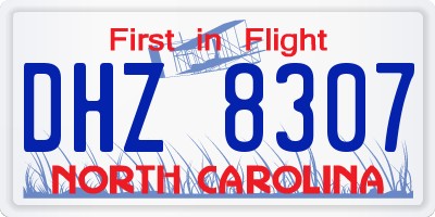 NC license plate DHZ8307