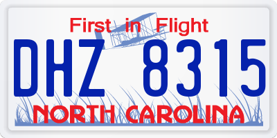 NC license plate DHZ8315