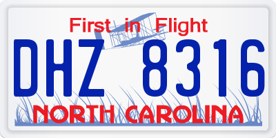 NC license plate DHZ8316