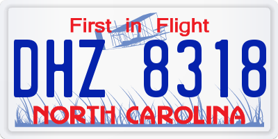 NC license plate DHZ8318
