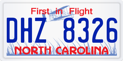NC license plate DHZ8326