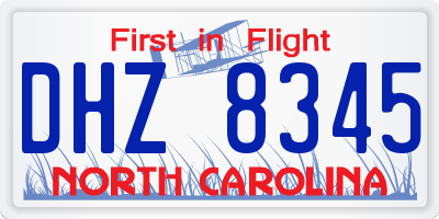 NC license plate DHZ8345