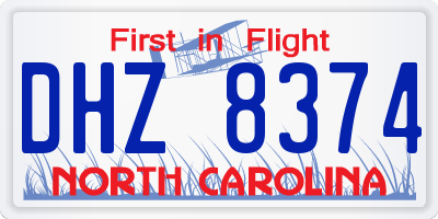 NC license plate DHZ8374