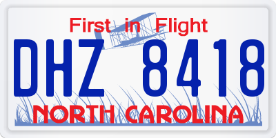 NC license plate DHZ8418