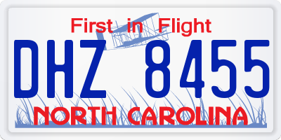 NC license plate DHZ8455