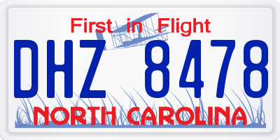 NC license plate DHZ8478