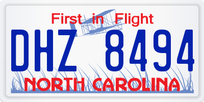 NC license plate DHZ8494